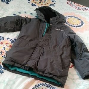 Boy Size S (8) Grey and Turquoise Winter Coat